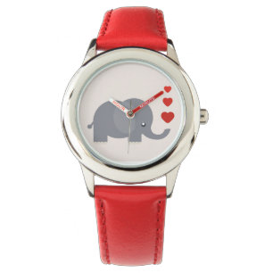 Montre Joli éléphant de dessin animé avec les coeurs e