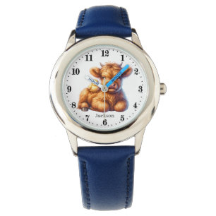 Montre Joli garçons vache de haute terre ajouter nom