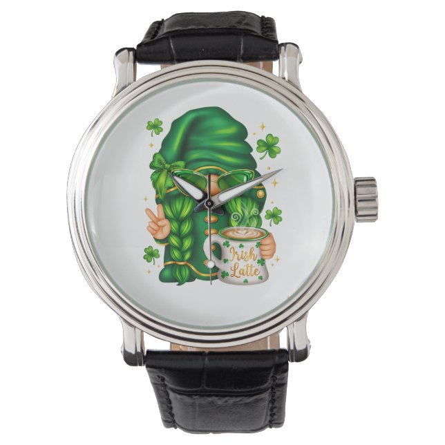 Montre Joli gnome de la Saint-Patrick buvant du café (devant)