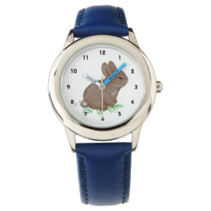 Montre Joli lapin des bois dans du trèfle