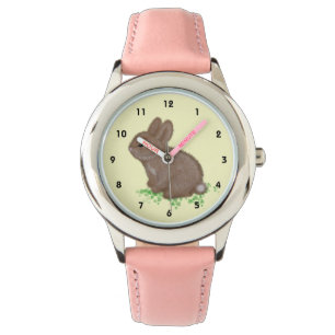 Montre Joli lapin des bois dans un carré de trèfle