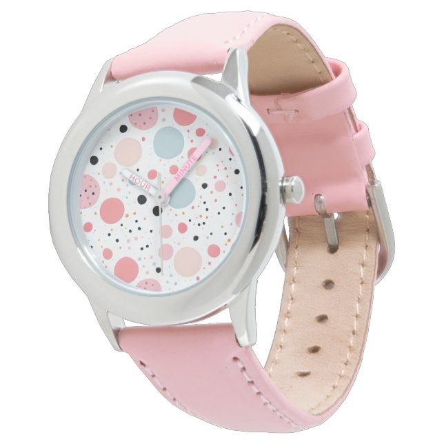 Montre Joli motif à pois blanc (Incliné)