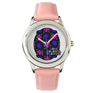 Montre Joli Motif de fleurs roses