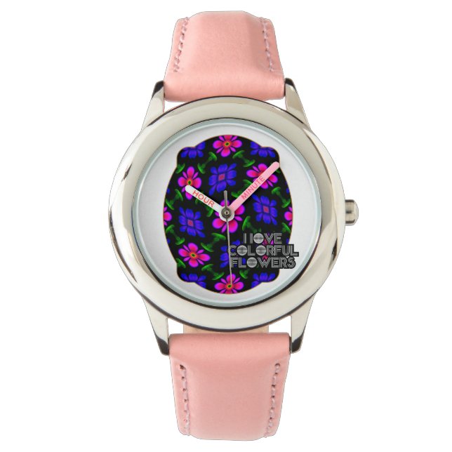 Montre Joli Motif de fleurs roses (devant)