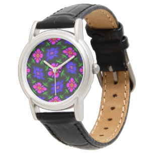 Montre Joli Motif de fleurs roses