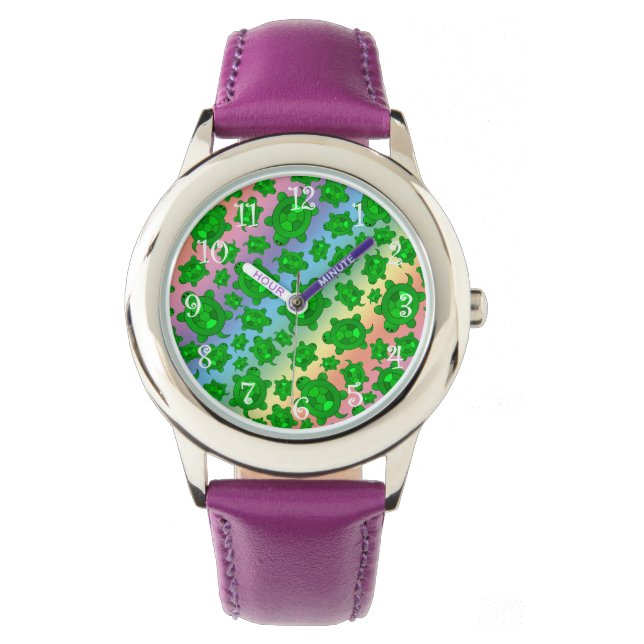 Montre Joli motif de tortue arc-en-ciel (devant)