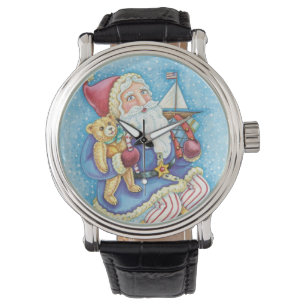 Montre Joli Noël, Père Noël sur un boule de neige avec de