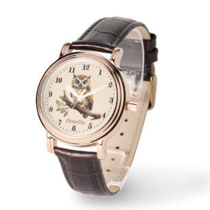 Montre Joli oiseau amoureux hibou ajouter nom