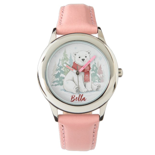 Montre Joli ours polaire à l'aquarelle (devant)