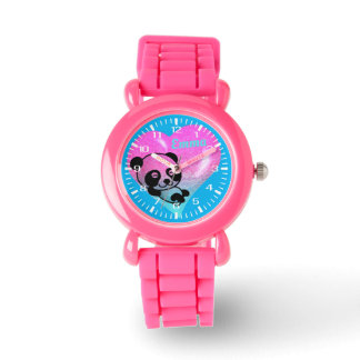 Montre Joli Panda Coeur Parties scintillant rose Bracelet