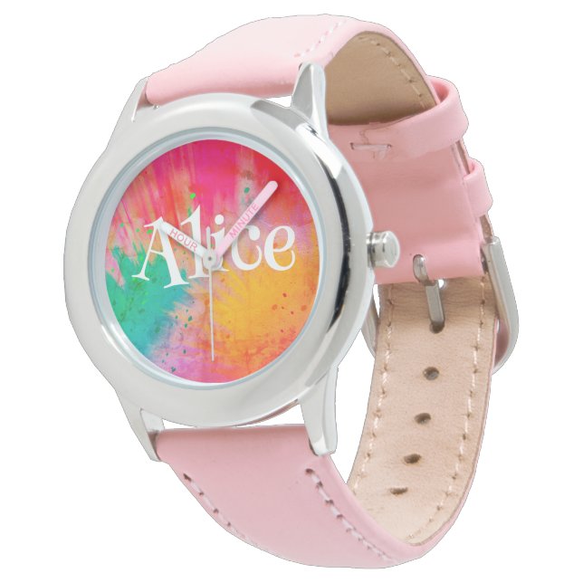 Montre Joli Pastel Abstracts Couleur (Incliné)