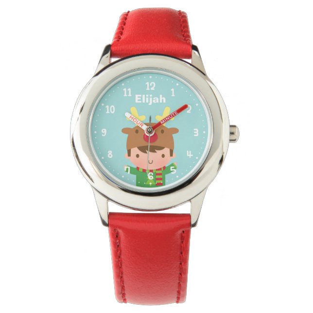 Montre Joli Reindeer Garçon Noël Pour Enfants (devant)