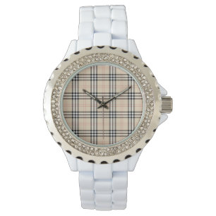 Montre Joli Tartan Plaid Beige