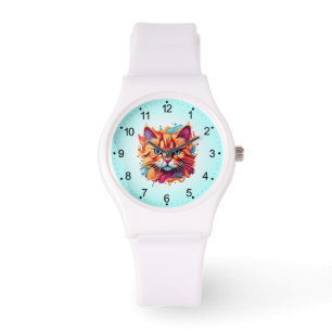 Montre Joli visage de chat Design multicolore