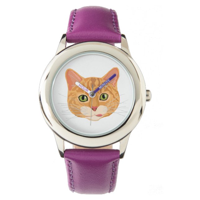 Montre Joli visage de chat orange (devant)