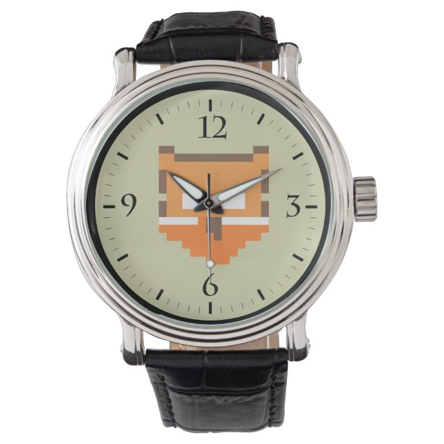 Montre Joli visage de renard pixélisé (devant)
