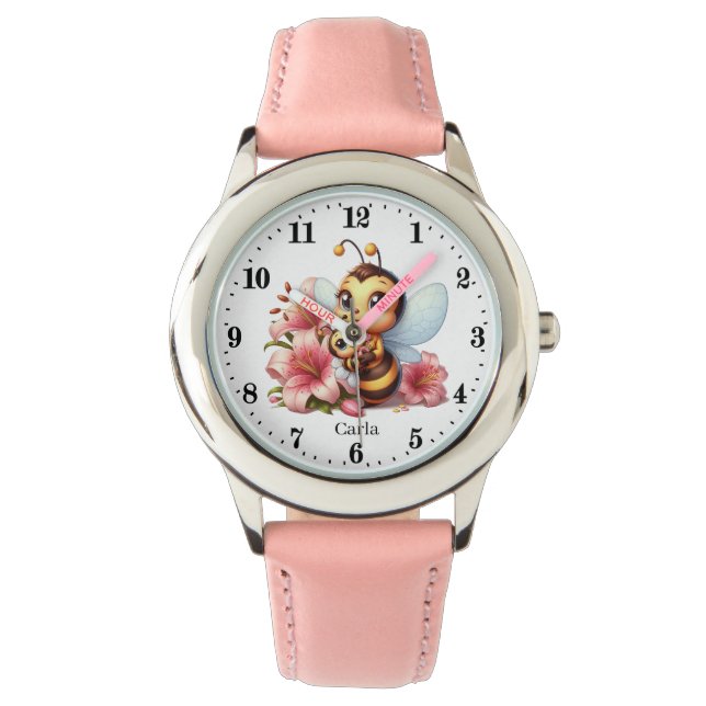 Montre Jolie abeille bébé ajouter nom filles (devant)