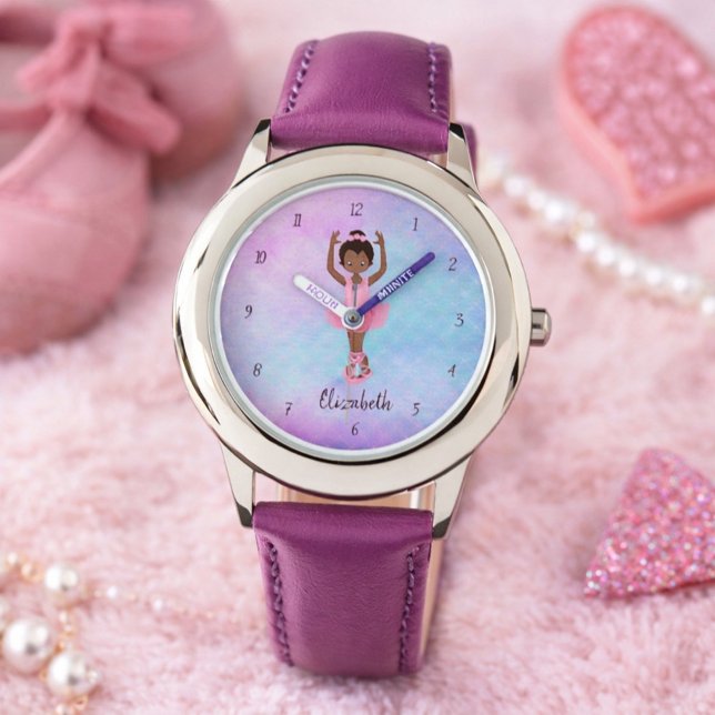 Montre Jolie Africaine Américaine Ballerina Wrist Watch (Créateur téléchargé)