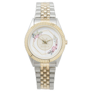 Montre Jolie aquarelle Floral Moderne Monogramme géomét
