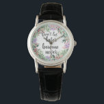 Montre Jolie citation Motivationnelle Aquarelle Florale<br><div class="desc">Jolie et féminine montre à l'aquarelle à couronne florale encadrant la citation de motivation "Ne laissez pas plus tard ne jamais devenir"</div>