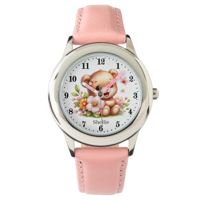 Montre Jolie fille fleurir ajouter nom (devant)