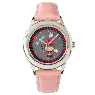 Montre Jolie Fille Magicienne et Lapin Pour Enfants