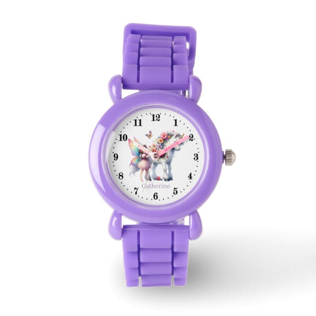 Montre Jolie filles fairy licorn ajouter nom (Recto)