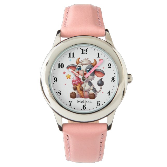 Montre Jolie filles glaces vache ajouter nom (devant)