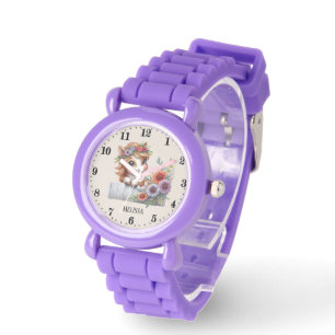 Montre Jolie filles péeking cheval ajouter nom