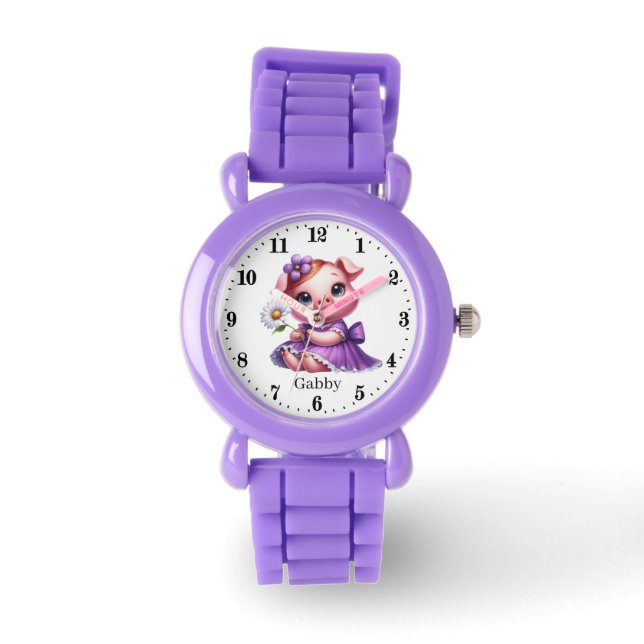 Montre Jolie filles porc ajouter nom (Recto)