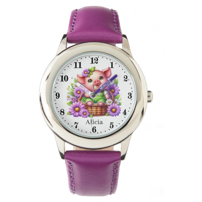 Montre Jolie filles porc ajouter nom (devant)