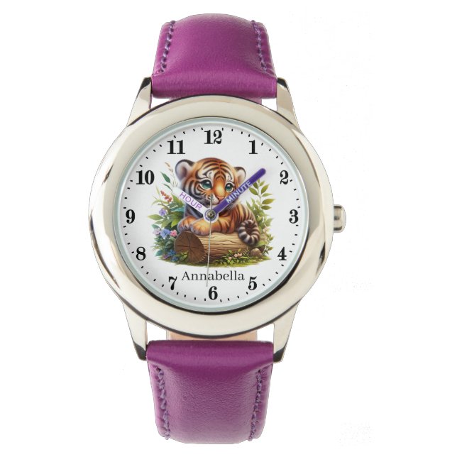 Montre Jolie filles tiger ajouter nom (devant)