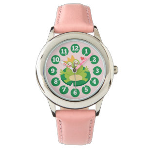 Montre Jolie grenouille avec couronne sur un nénuphar