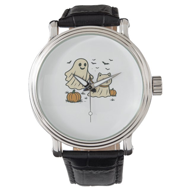 Montre Jolie Halloween Fantôme Marche Fantôme Chat Classi (devant)