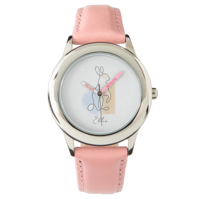 Montre Jolie ligne de lapin personnalisée dessinant enfan (devant)