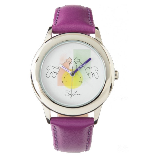 Montre Jolie ligne de poulet dessin enfants regarder (devant)