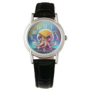 Montre Jolie œuvre d'art alien pieuvre jaune colorée
