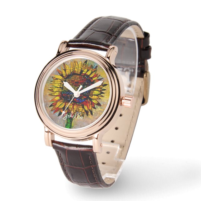 Montre Jolie peinture Abstraite de tournesol (Angle)