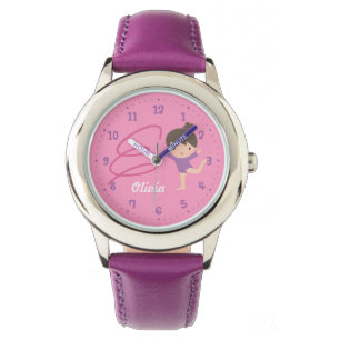 Montre Jolie petite fille gymnaste et gymnastique au ruba