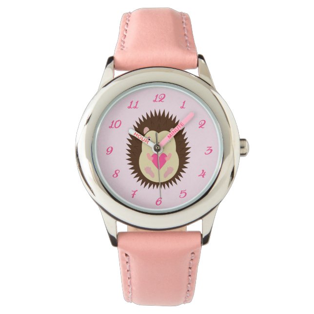 Montre Jolie petite fille hérisson rose (devant)