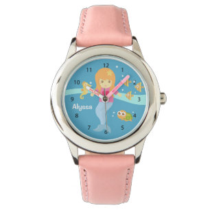 Montre Jolie petite fille sirène sous les animaux de la m