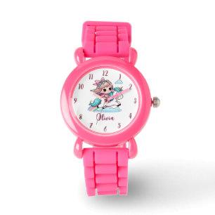 Montre Jolie petite fille sur licorne
