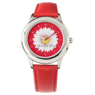 Montre Jolie petite marguerite enfants en acier inoxydabl