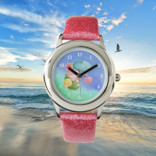 Montre jolie plage gnome rose flamingo ajouter nom enfant