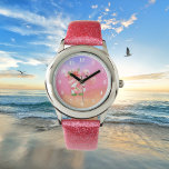 Montre jolie plage gnome rose flamingo ajouter nom enfant<br><div class="desc">jolie plage gnome rose flamingo ajouter nom enfants Regarder</div>