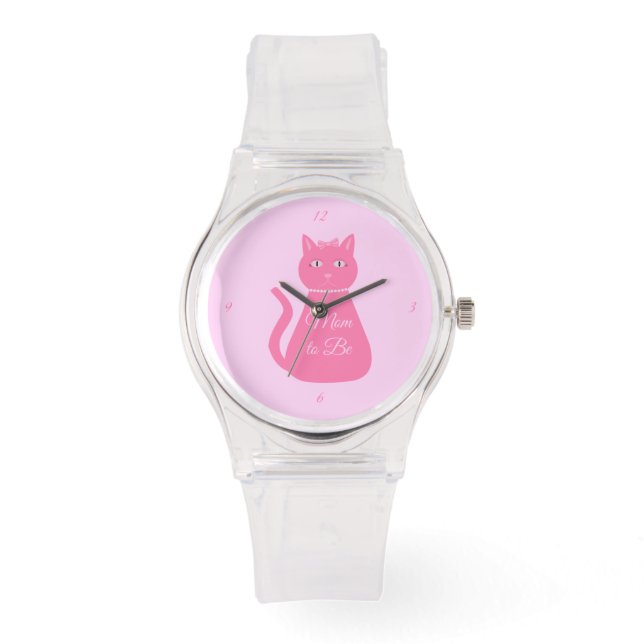 Montre Jolie Pretty Pink Baby Girl Chat Personnalisé Mama (Recto)