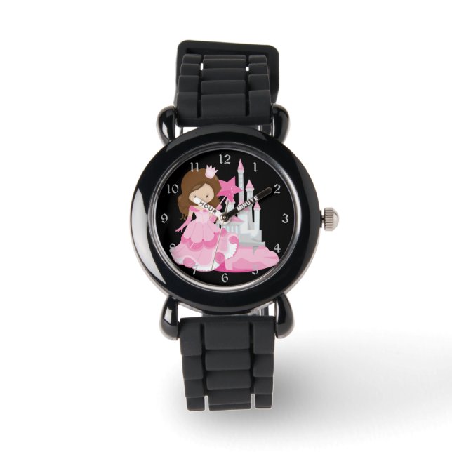 Montre Jolie princesse rose avec château (Recto)
