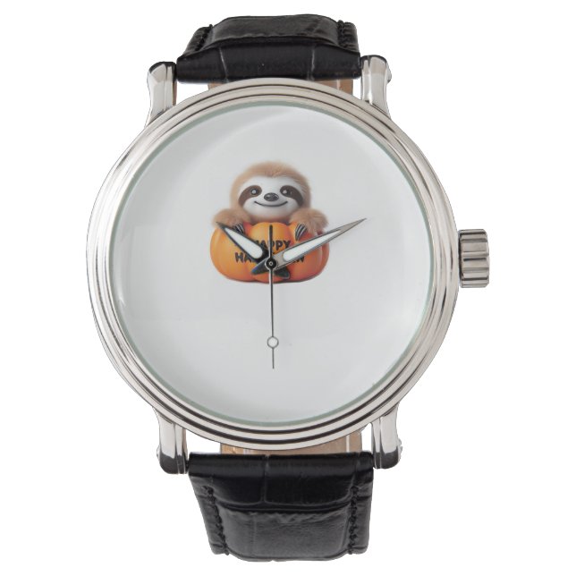 Montre Jolie Sloth assise dans un Citrouille. Hauteur heu (devant)
