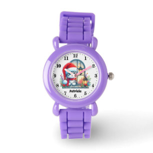 Montre Jolies filles chat de Noël ajouter le nom