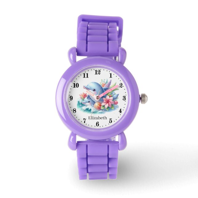 Montre Jolies filles dauphin amoureux ajouter le nom (Recto)